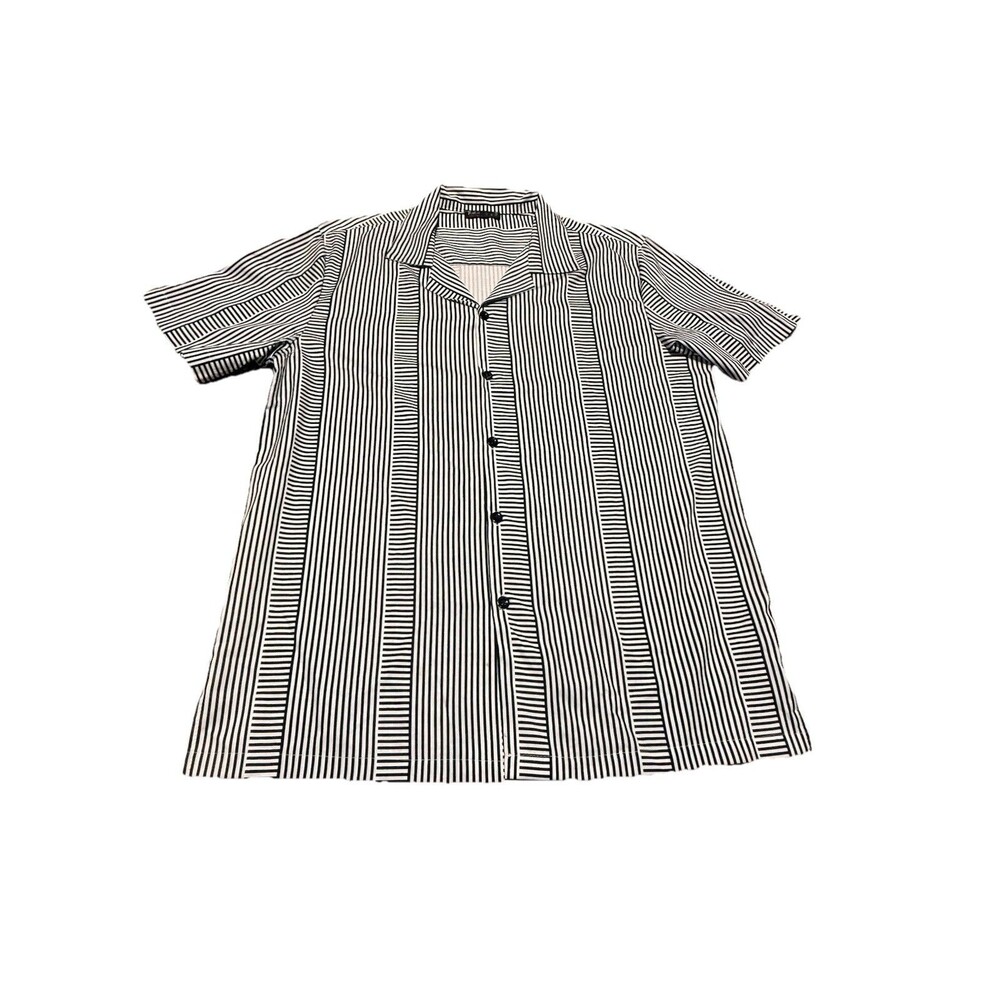 ROMWE Men’s Medium Multicolor Striped Button Down Short Sleeve Shirt
